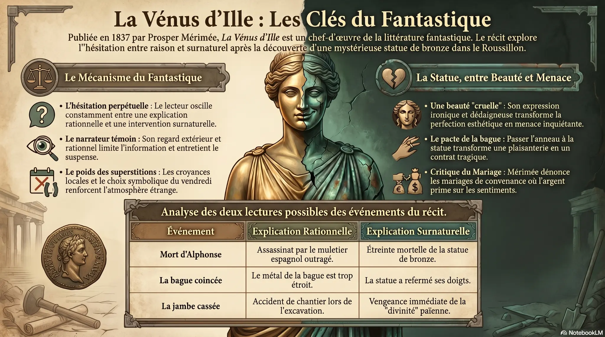 Infographie : La Vénus d'Ille — Les clés du fantastique